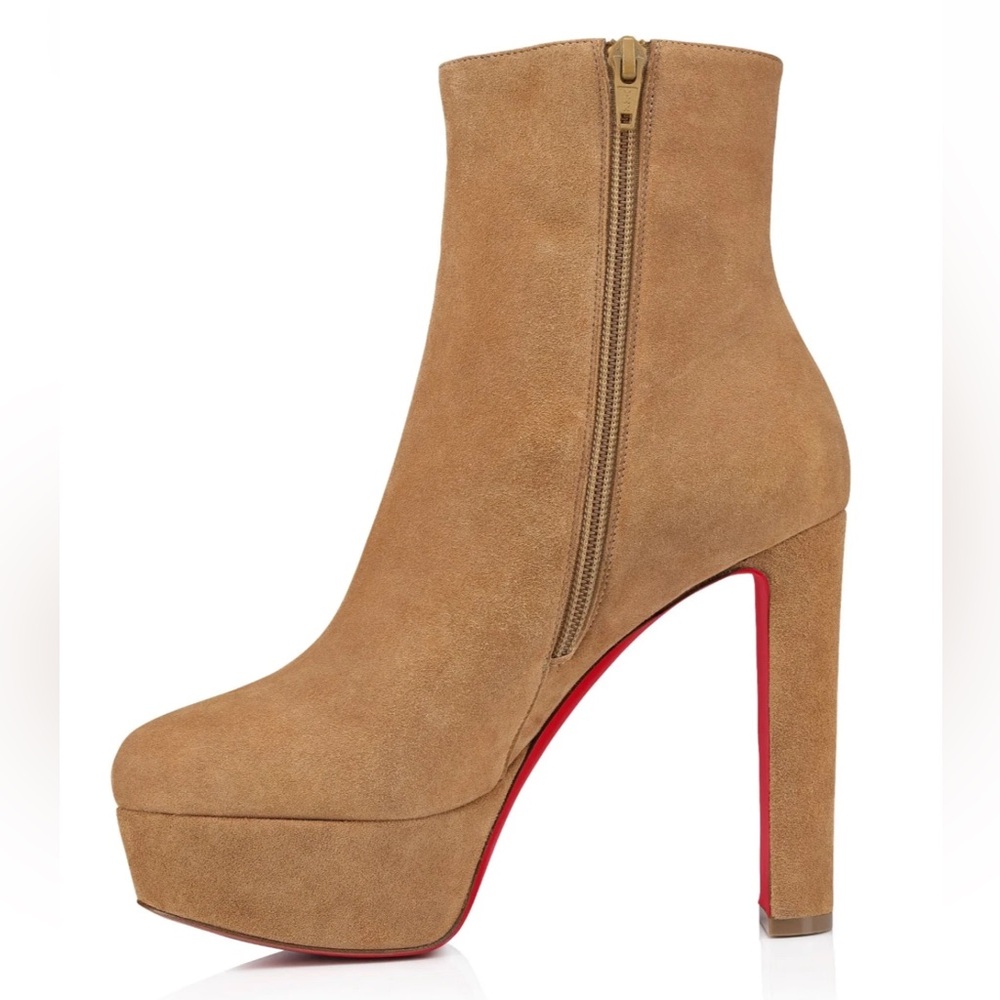 Christian Louboutin Loo Booty 130 Lionne Beige Platform Heel Ankle Boot 40.5 - Picture 10 of 15